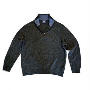 John Lewis Merino Wool Cashmere Gray Half-Zip Sweater XL